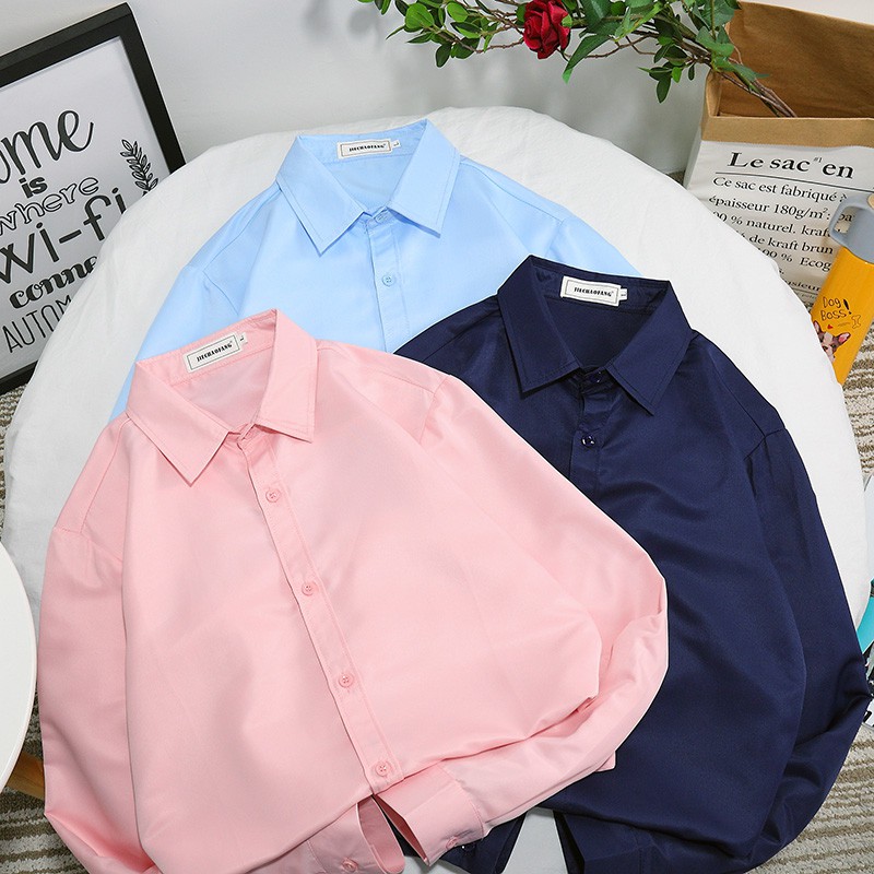 Men's office fashion solid color long sleeve shirt