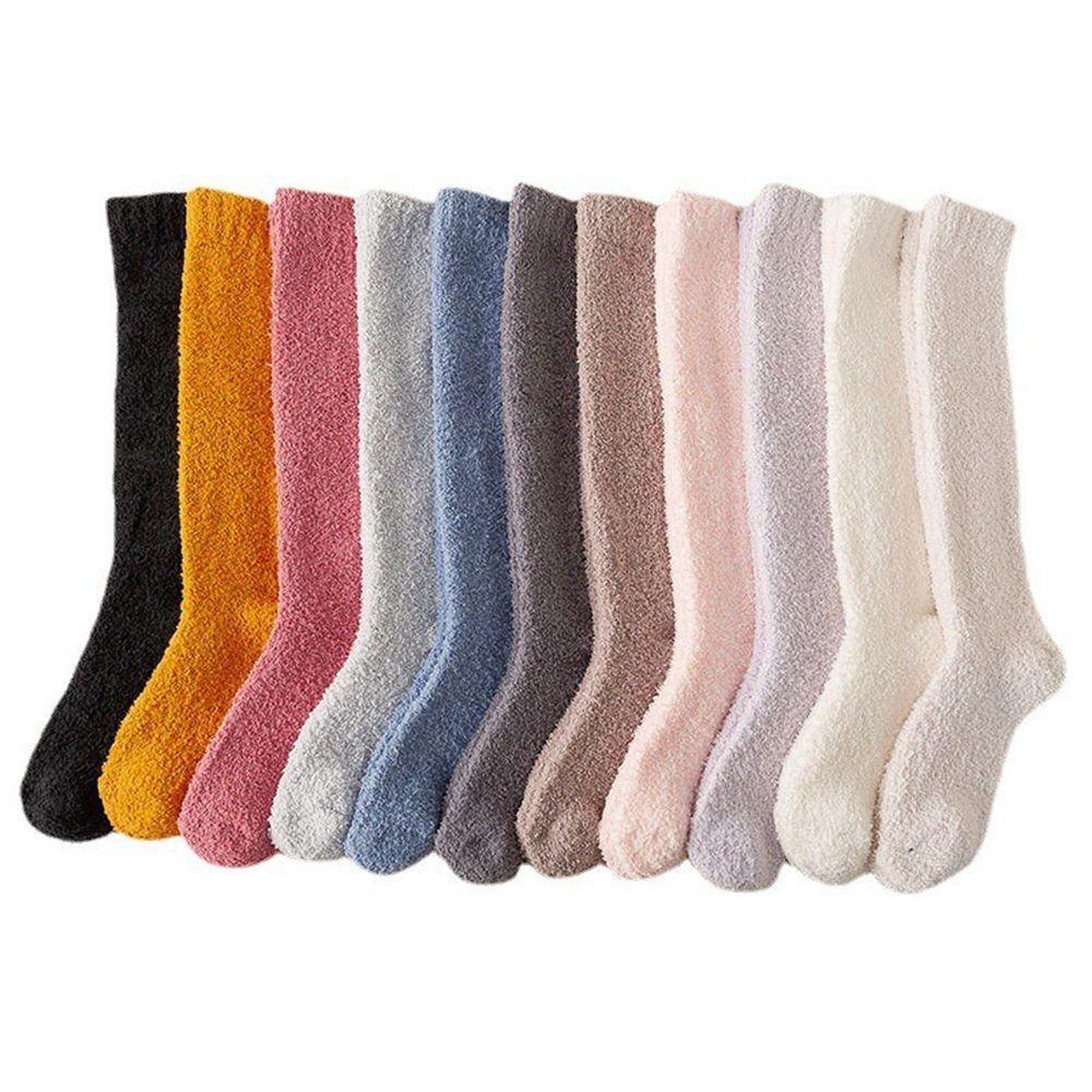 Vớ Cotton Lông Cừu San Hô Co Giãn Màu Trơn Dễ Thương Thời Trang Thu Đông Cho Nam