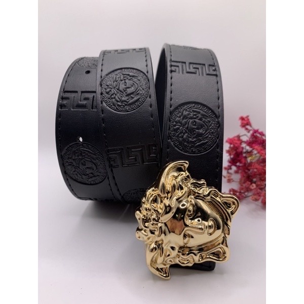 Thắt lưng mặt trạm k viền - Dây nịt da mầu đen - hàng nhập khẩu chính hiệu VS