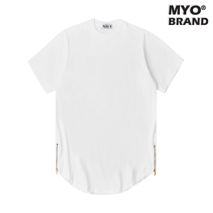 Áo Thun MYO Vạt Bầu 2 ZIP Trắng