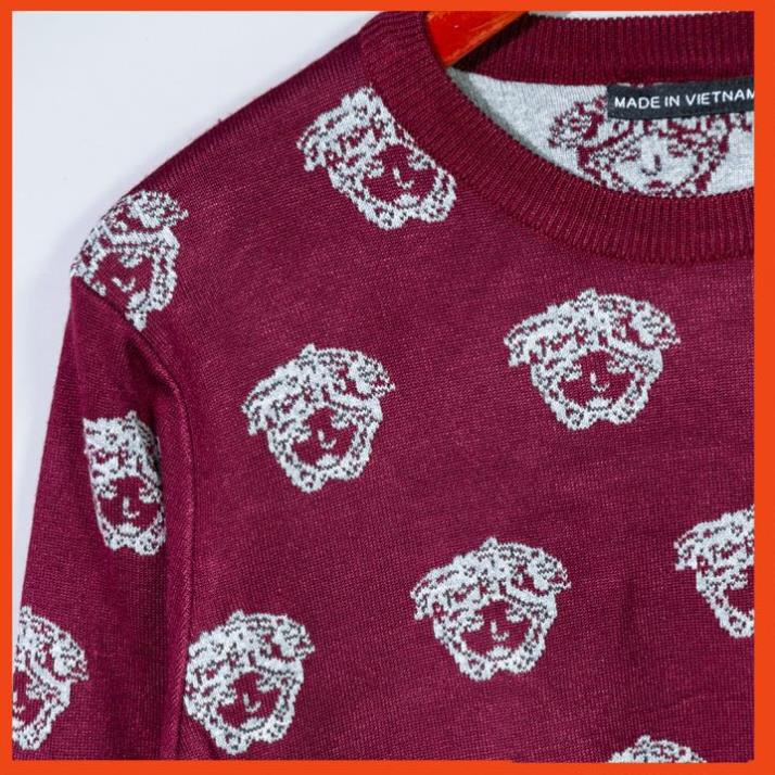 Áo len nam dài tay lông cừu cổ tròn phối họa tiết cao cấp AL85