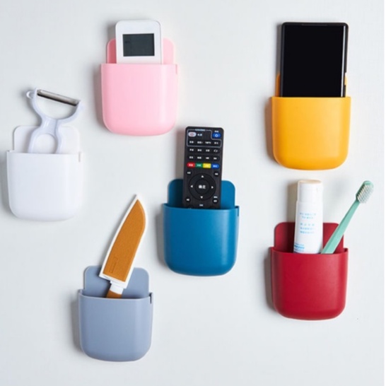 Kệ Dán Tường Cắm Bút Viết Điện Thoại Remote Nhà Tắm Phòng Ngủ Trang Trí Bàn Làm Việc H065
