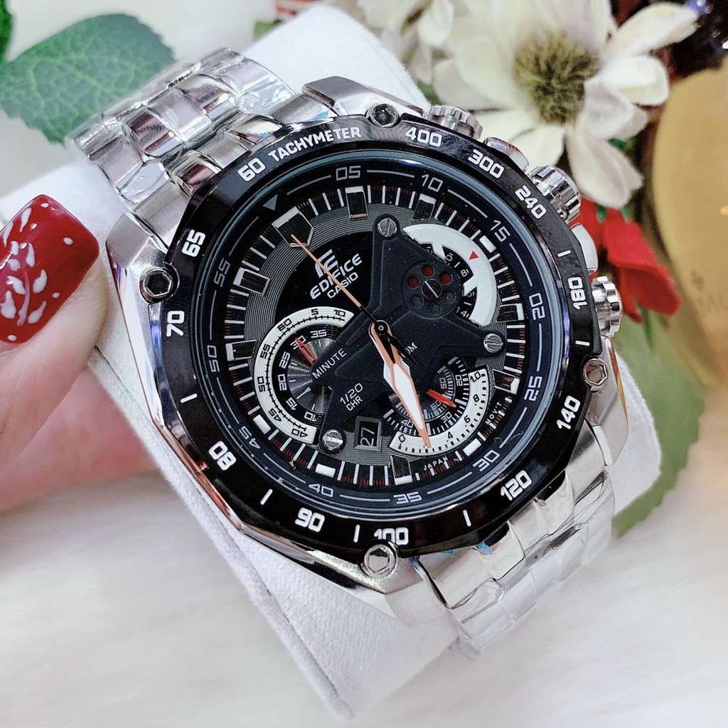 Đồng Hồ Nam Casio Edifice EF-550D Bạc Mặt Đen (Full Box)