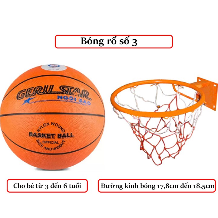 Bóng rổ cao su cam Geru Star số 3