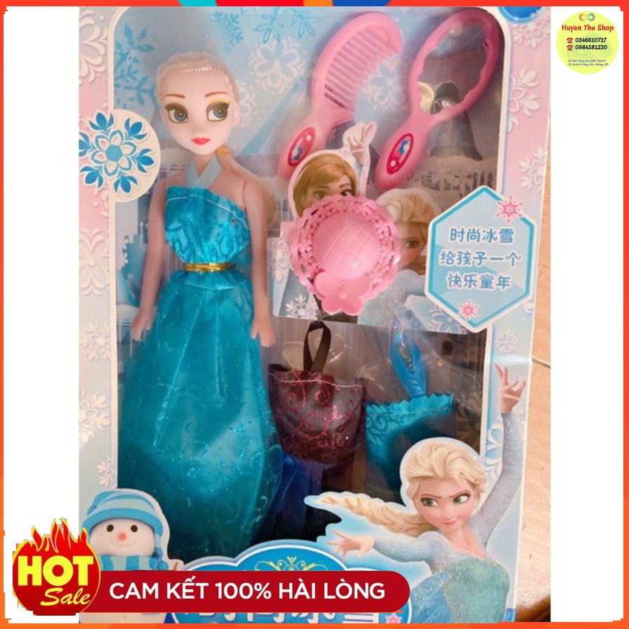 Vỉ đồ chơi búp bê elsa cùng phụ kiện gương lược cho bé gái