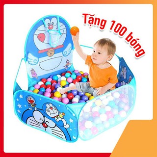 QUÂY BÓNG RỔ DOREMON VÀ KITTY ,LỀU HƯƠU KÈM 100 BÓNG NHỰA [KGT SỈ]