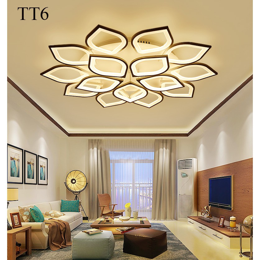 Đèn ốp trần đèn áp trần trang trí phòng khách phòng ngủ có kèm điều khiển từ xa phân tầng 3 chế độ sáng mẫu TT3 và TT6