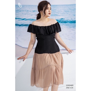 Áo peplum trễ vai bèo tay ngắn bigsize - 22ssm01 -