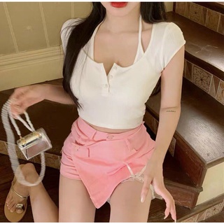 (Video thật) Áo Croptop Yếm Kiểu Nút