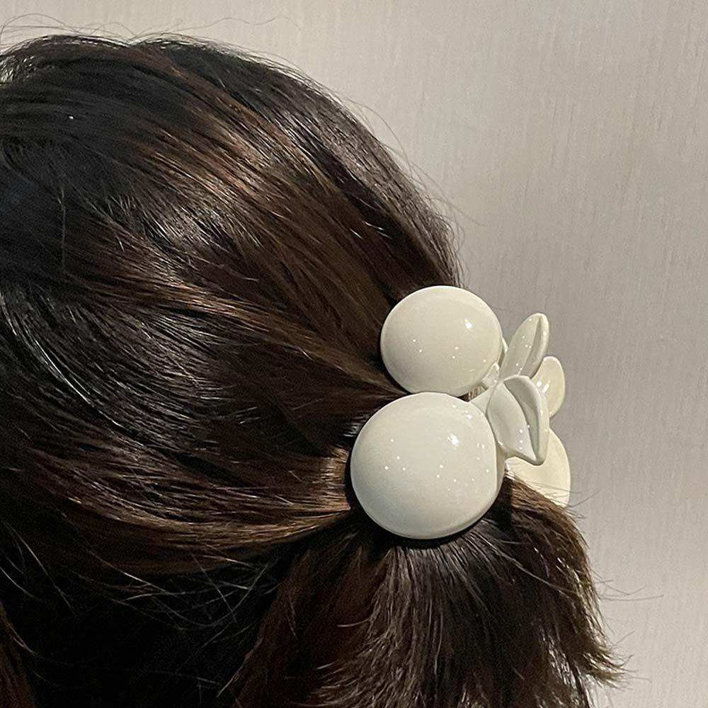 IVORY Kẹp Tóc Màu Đen / Cà Phê / Trắng Hình Quả Cherry Thanh Lịch Dành Cho Nữ