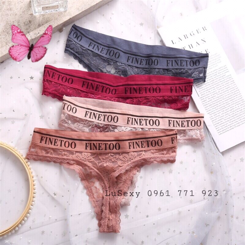 QUẦN LÓT GỢI CẢM - QUẦN LÓT LỌT KHE NỮ SEXY ren xuyên thấu trong suốt đẹp FINETOO màu đỏ đen trắng hồng xám | BigBuy360 - bigbuy360.vn