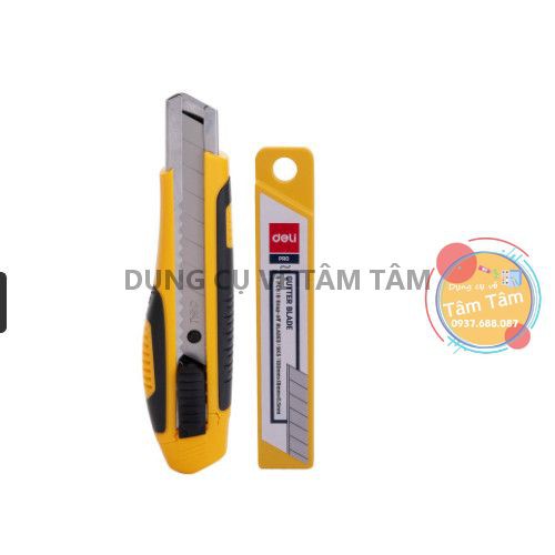 [ TÂM TÂM ]-Dao rọc giấy Deli, cao su mềm kèm hộp lưỡi dao
