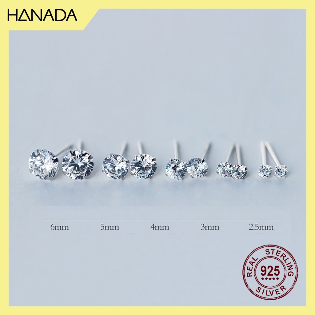 [Mã SKAMLTSM9 giảm 10% đơn 99K] Bông Tai Bạc Cao Cấp Hanada 0397 Một Hạt Đá Đen Trắng Nam Nữ Nhỏ Đơn Giản