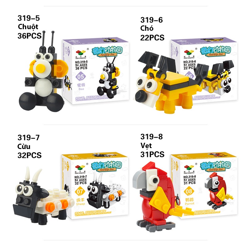Đồ chơi Lắp ráp Động vật nuôi, No. 319 Xếp hình thông minh, Mô hình ngộ nghĩnh, Quà tặng sinh nhật