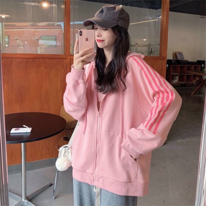 【Yuki】Áo khoác màu hồng siêu xinhhh sọc kẻ tay phong cách Hàn QUốc | BigBuy360 - bigbuy360.vn