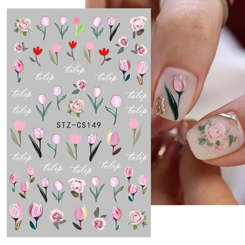 Miếng Dán Trang Trí Móng Tay DIY Hình Hoa Tulip Xinh Xắn