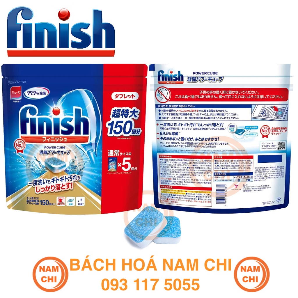 [GÓI 750G] Viên Rửa Chén Bát FINISH Giúp Khử Sạch Vi Khuẩn Và Làm Sáng Bóng - Nhật Bản