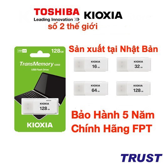 USB Kioxia (Toshiba) - Sản xuất tại Nhật Bản -16GB-32GB-64GB- Bảo Hành 5 Năm- Chính Hãng FPT