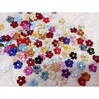 Gói 20 hoa thêu sẵn mix nhiều màu bông mai nhụy xoàn lấp lánh đính kết áo quần đẹp 1.6cm