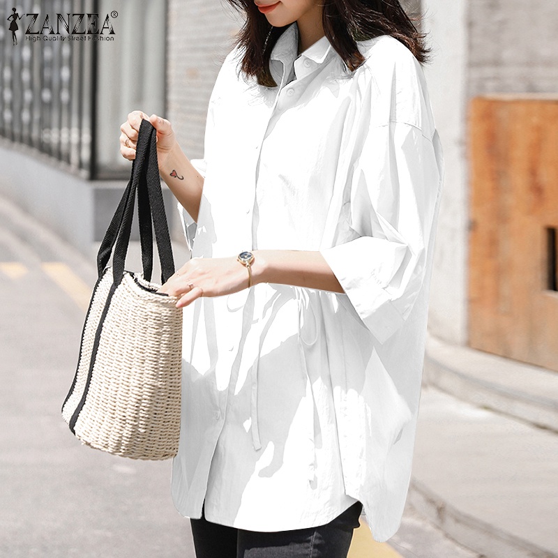 Zanzea Áo Sơ Mi Tay Lỡ 3 / 4 Thời Trang Dành Cho Nữ