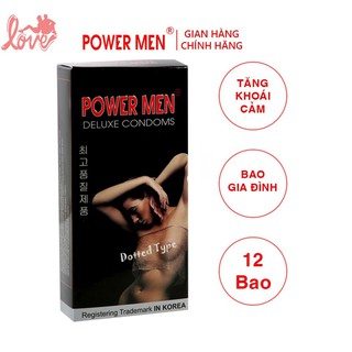 Bao cao su powermen dotted bi chấm size 49mm hộp 12 chiếc