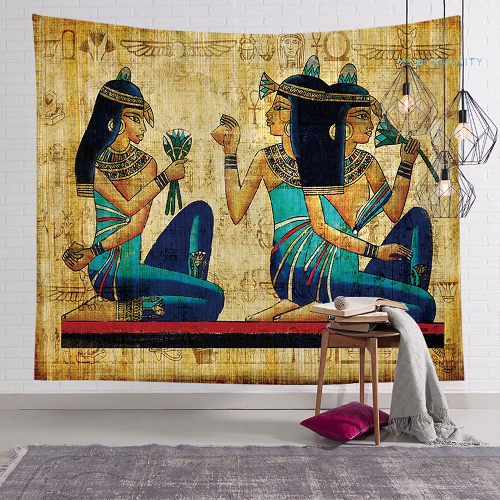 Thảm Treo Tường Trang Trí In Hình Pharaoh Ai Cập Kích Thước 95x73 / 130x150cm