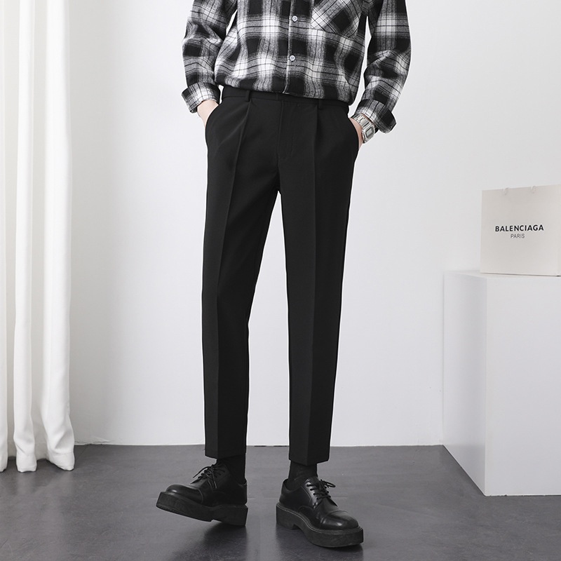 Quần vải nam baggy cao cấp màu ghi, xanh than và đen dáng suông Hàn Quốc D