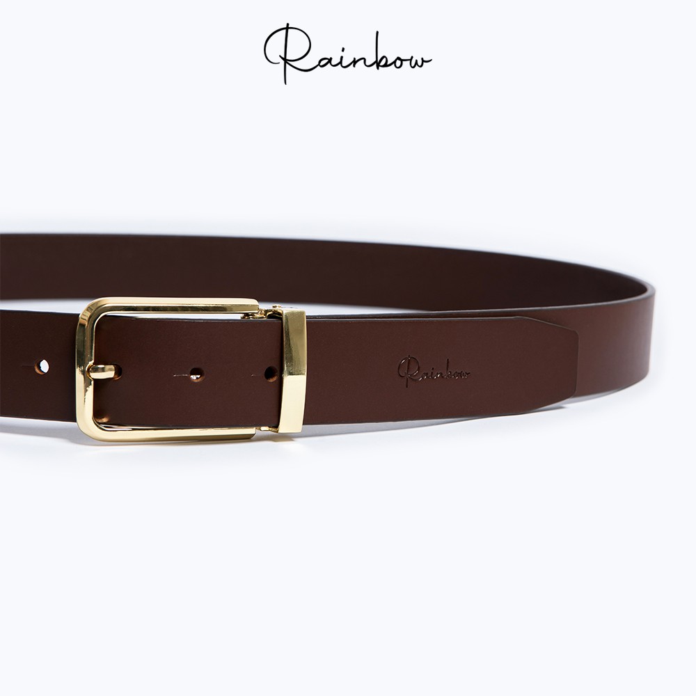 Thắt lưng nam Gent da bò thật nhập khẩu từ Italy, chất liệu mặt hợp kim mạ cao cấp BELT003|Chính hãng RAINBOW