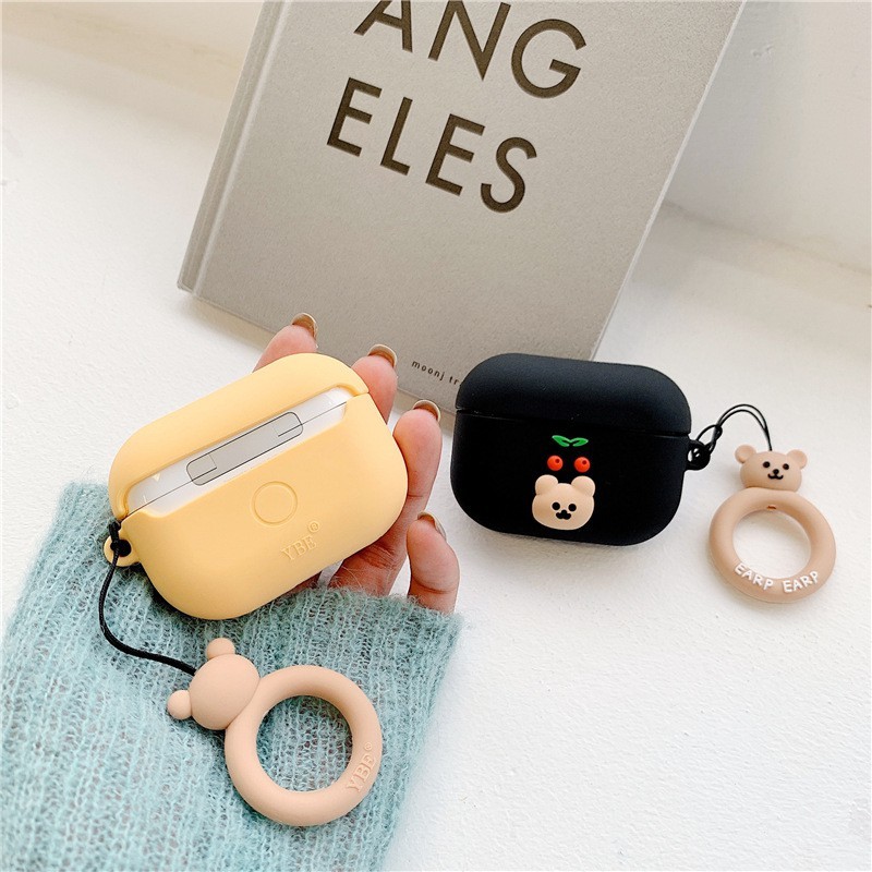 Vỏ Bọc Hộp Sạc Tai Nghe Không Dây Airpods 1 / 2 Thiết Kế Hình Gấu Cherry Dễ Thương