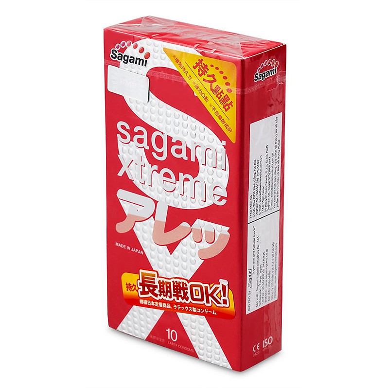 Bao cao su Sagami Xtreme Feel Long kéo dài, có nhiều gai tăng khoái cảm - Hộp 10 cái