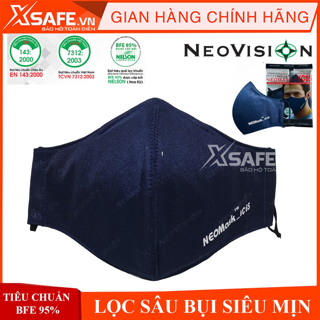 Khẩu trang hoạt tính Neomask VC65 chống bụi siêu mịn hơi hóa chất loãng kháng khuẩn có thể thay thế tấm lọc