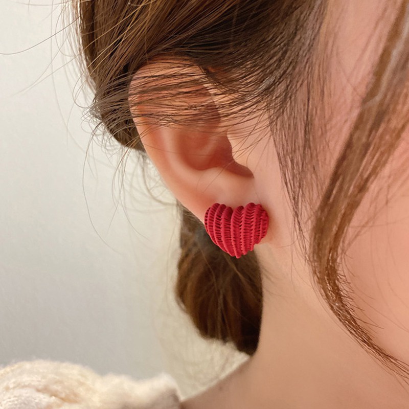 Khuyên tai bạc hình trái tim không gây dị ứng thời trang cho nữ