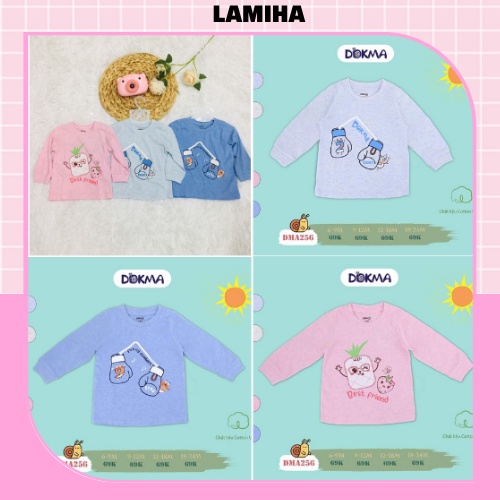 Áo thun dài tay thu đông vải cotton cho bé trai bé gái Dokma sale size 6M-24M DA256 Lamiha