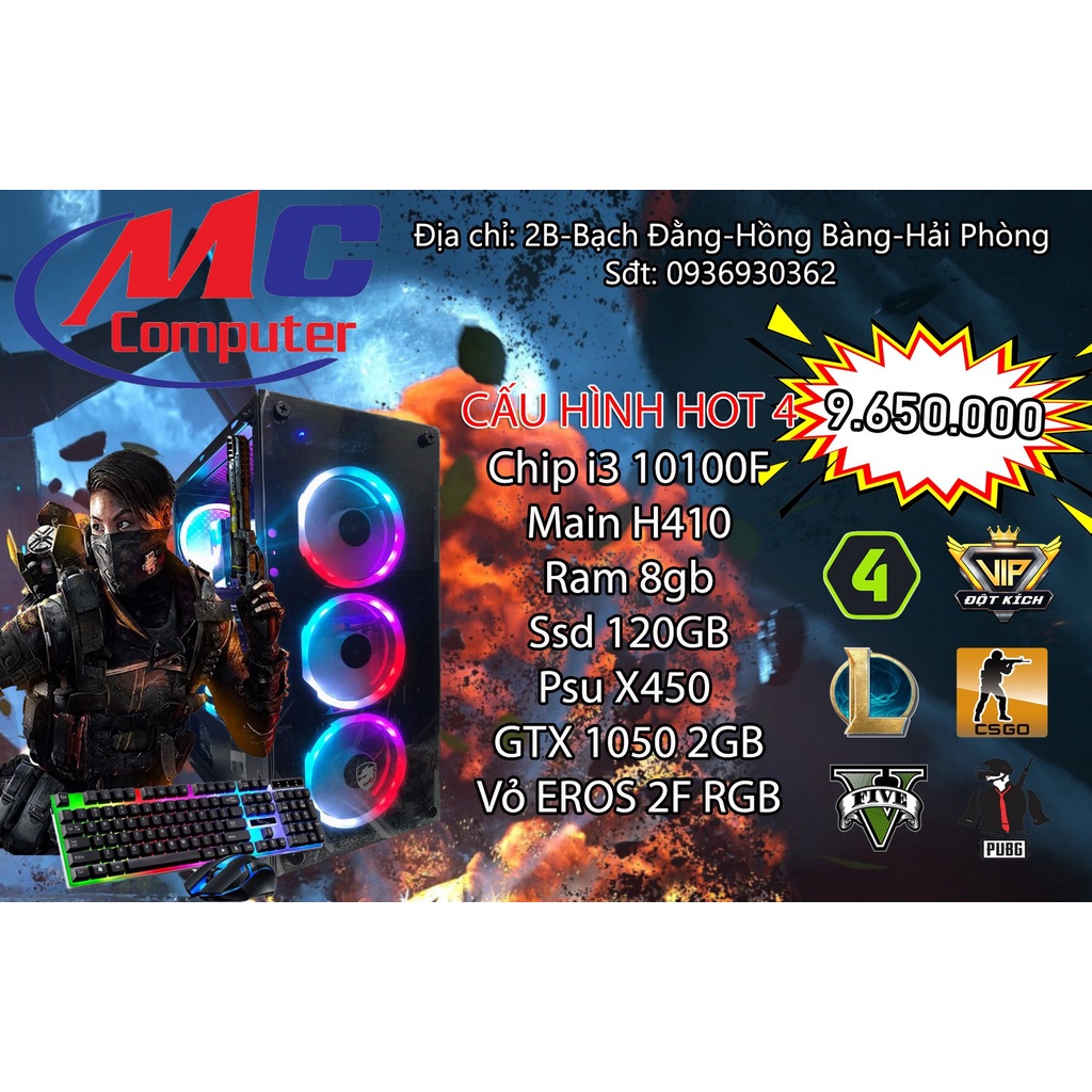 Máy tính chơi game giá rẻ Main H410/ i3 10100F/ 1050 | BigBuy360 - bigbuy360.vn