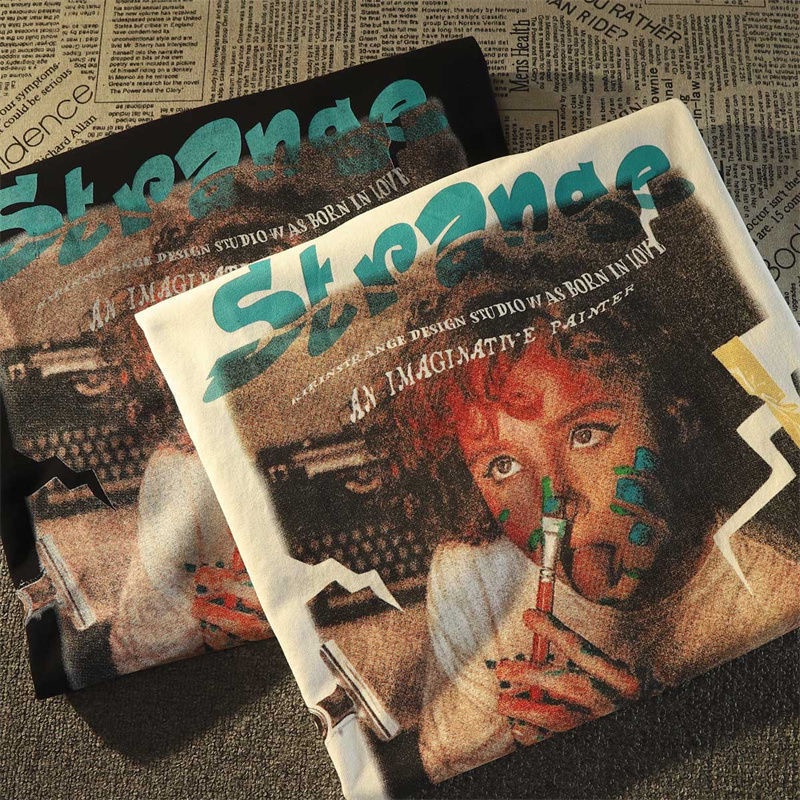 Áo Thun Tay Ngắn Dáng Rộng Phong Cách Retro Mỹ Dễ Phối Đồ Thời Trang Mùa Hè Cho Nam Và Nữ