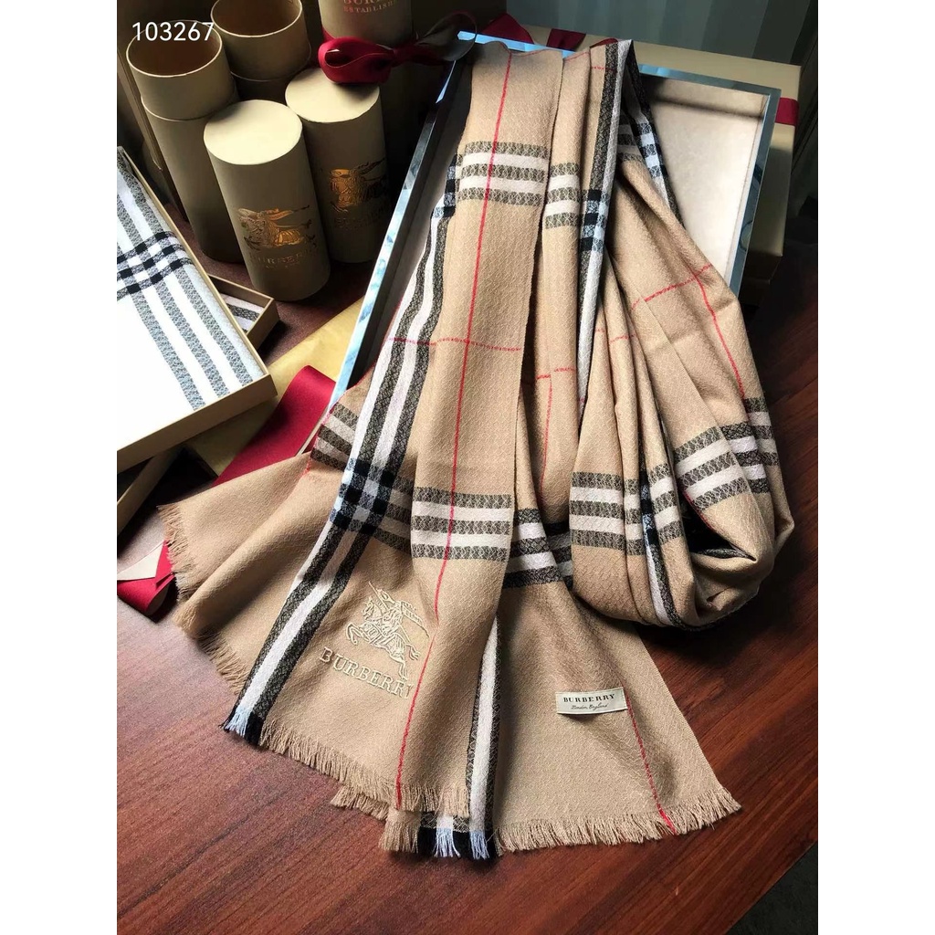 Khăn Choàng Nhỏ Thêu Họa Tiết Caro Burberry Cổ Điển Thời Trang Cho Nam Và Nữ