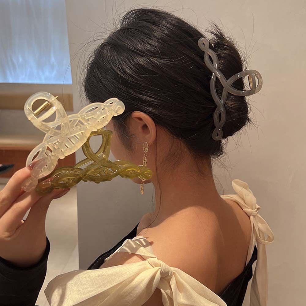 Kẹp Tóc Càng Cua Bằng Nhựa Họa Tiết Hình Học Màu Kẹo Ngọt Kiểu Pháp Dễ Thương Cho Nữ