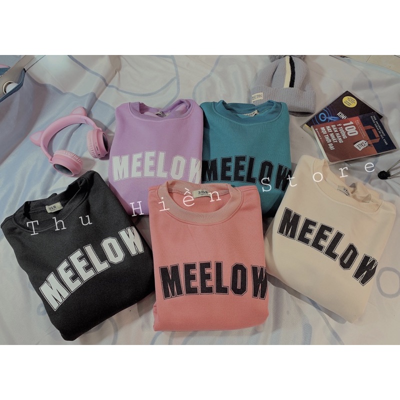 Áo Sweater nỉ trần bông in chữ MEE dáng thụng (KÈM ẢNH THẬT)