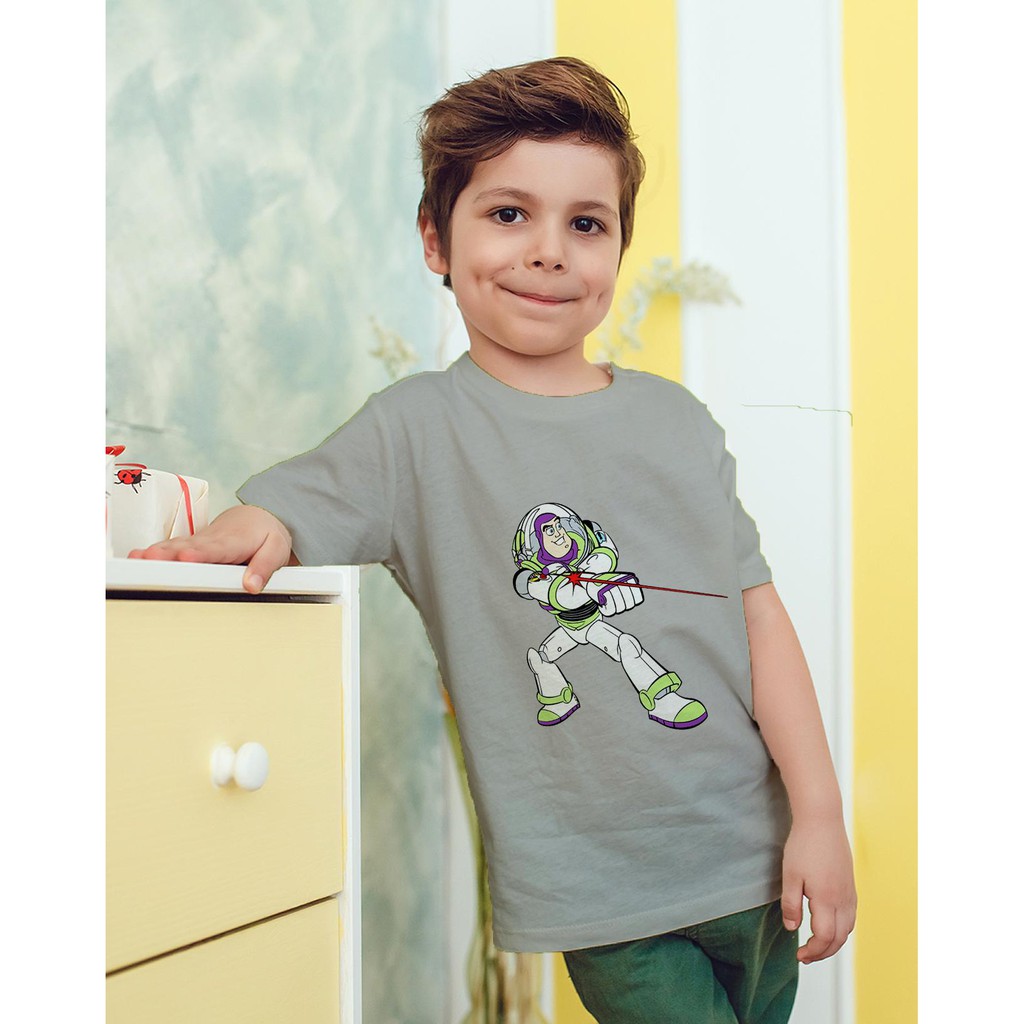 Áo thun Trẻ em in hình Buzz Lightyear bắn laze Cotton Thun - Dẽ Thương