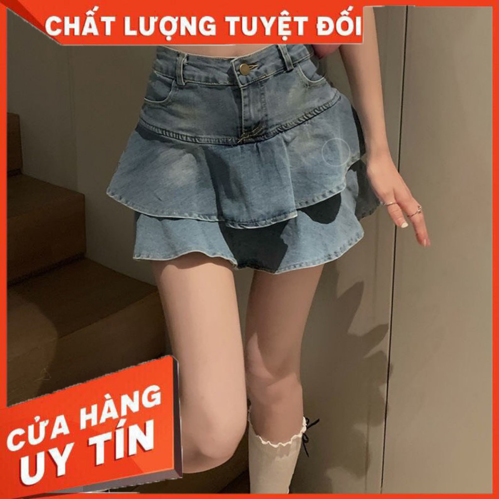 Chân váy jean xoè dáng ngắn phong cách hàn quốc kèm quần bên trong có ảnh thật SẴN JEAN S | BigBuy360 - bigbuy360.vn