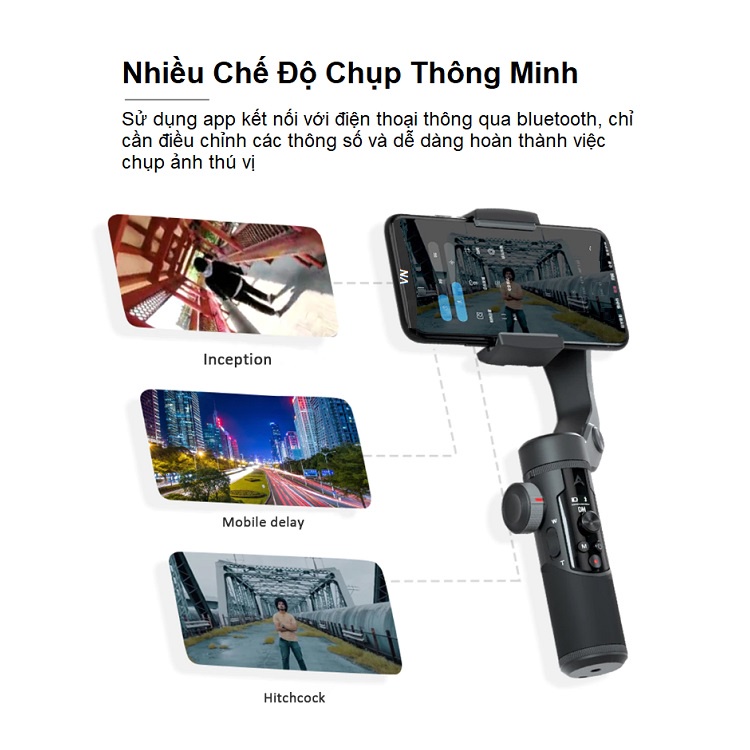 Gimbal Chống Rung Tuyệt Đối Smart XR, Chính Hãng AOCHUAN, Tay Cầm Có 3 Trục Hỗ Trợ Quay Video Chụp Ảnh, Vlog, Livestream
