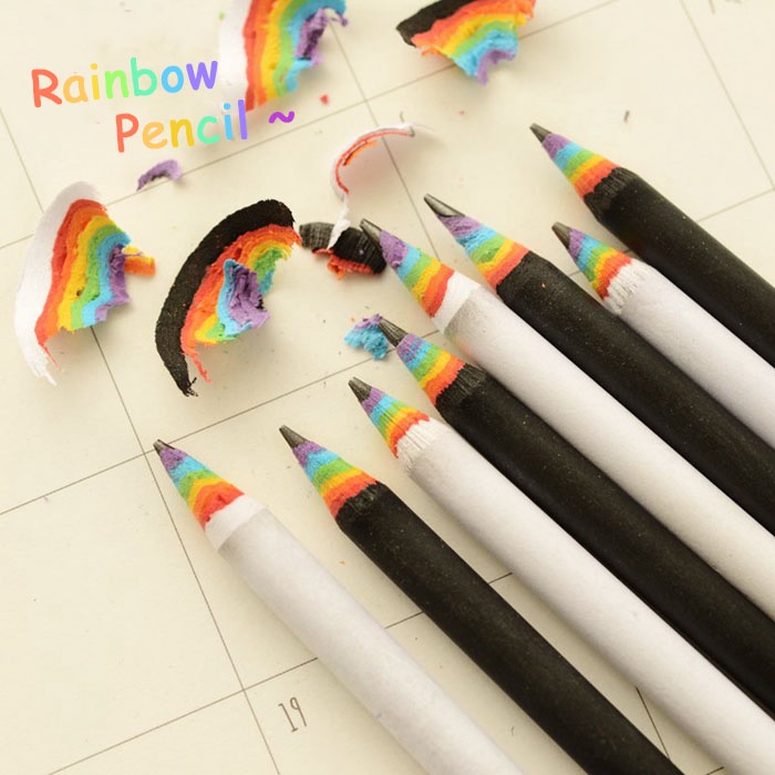 Bút Chì Giấy 2B Màu Cầu Vồng Sáng Tạo Cho Học Sinh