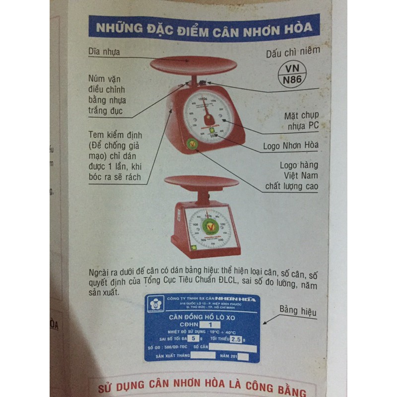 Cân đồng hồ 1kg - Cân Nhơn Hoà chính hãng - like new 95%