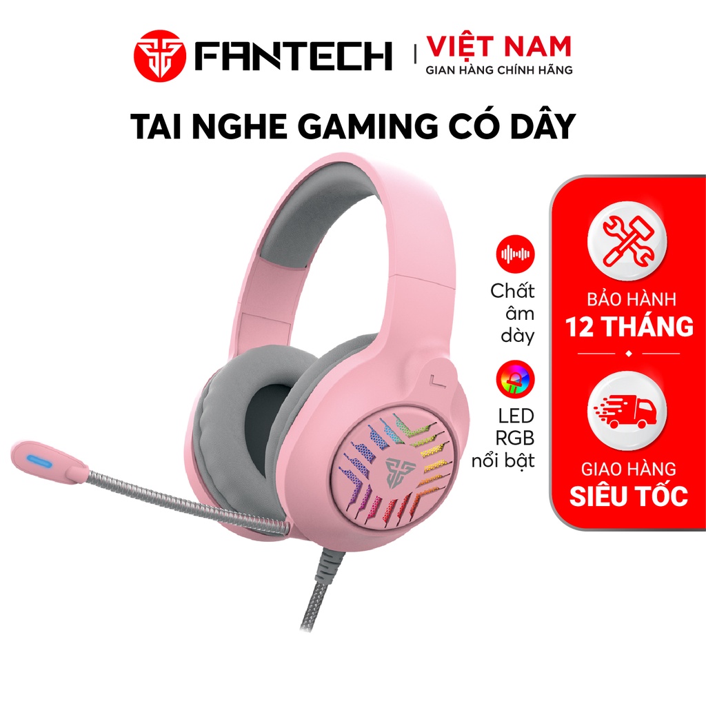 Tai Nghe Gaming FANTECH MH87 Đèn LED RGB, Micro Chống Ồn - Chân Cắm USB + 3.5mm - Hàng Phân Phối Chính Hãng