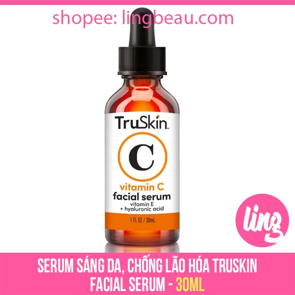 Serum sáng da, chống lão hóa TruSkin Facial Serum with vitamin E + hyaluronic acid (30ml)