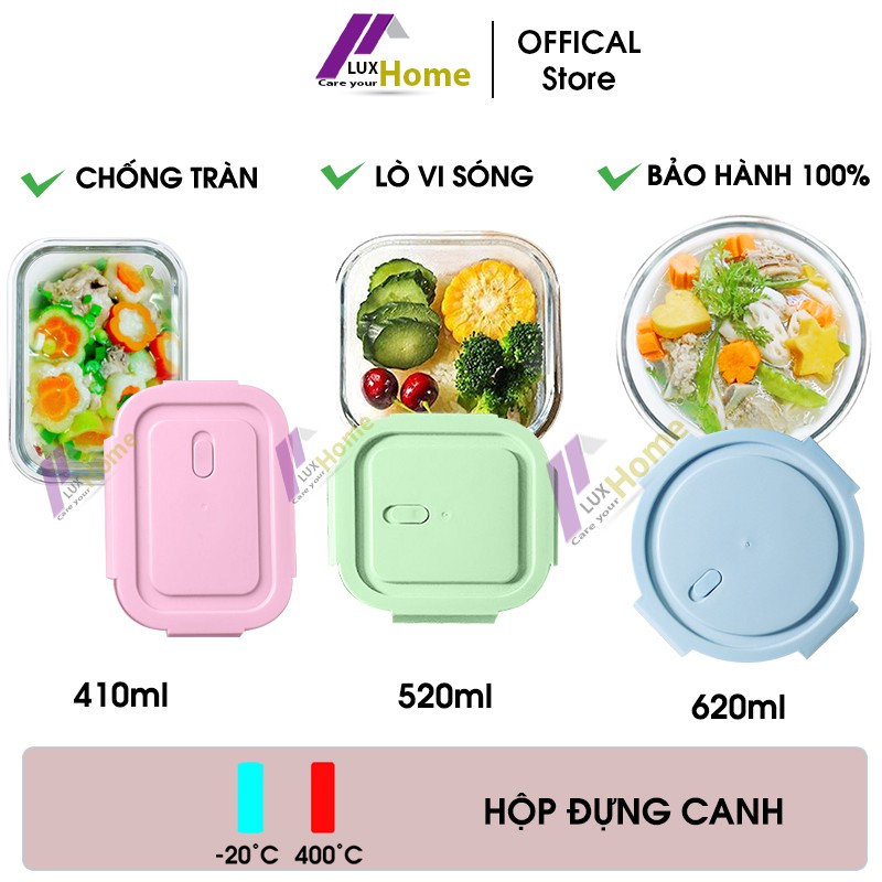 Hộp đựng canh chống tràn bằng thủy tinh | Hộp lạnh đựng thực phẩm cao cấp