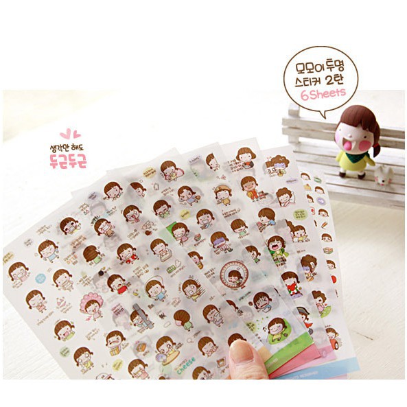 Bộ 6 tấm sticker Cô bé Momoi dễ thương Ver2 M001