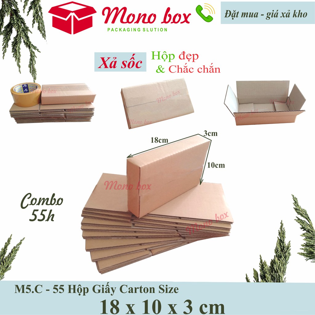 Bộ 55 thùng giấy carton 18x10x3