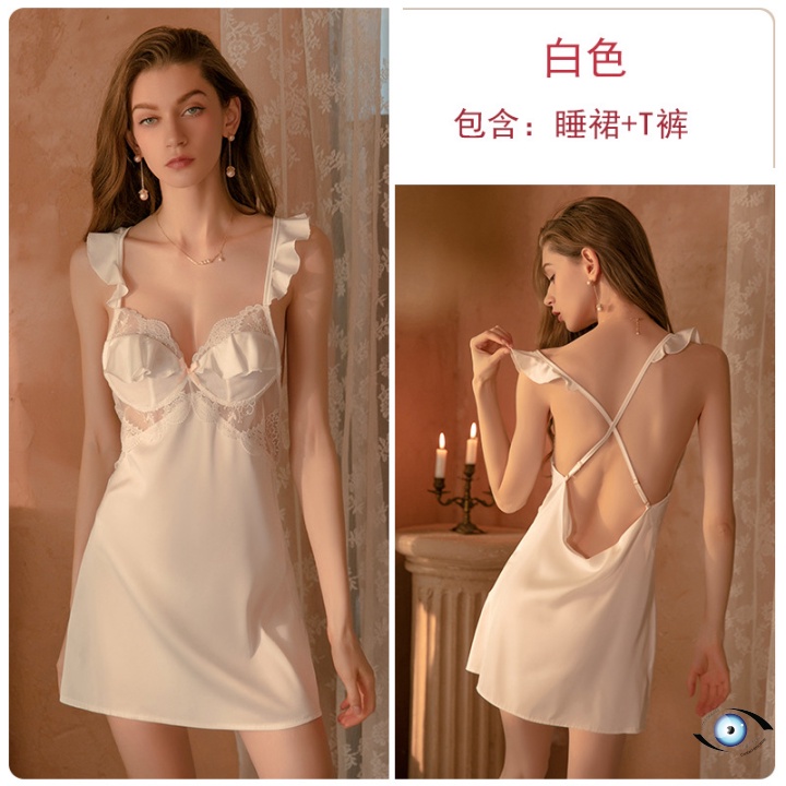 Đầm váy ngủ body 2 dây phối ren cổ chữ v , nóng bỏng chất cotton satin lụa tặng quần lót lọt khe nữ, cam kết hàng đúng m