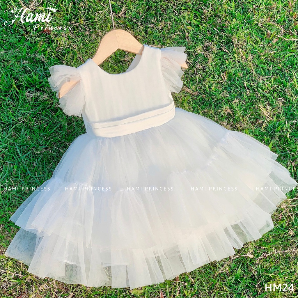 Váy Công Chúa Trắng Cánh Tiên Dễ Thương Cho Bé Gái HM24 HAMI PRINCESS ❤️ Tặng Kèm Phụ Kiện